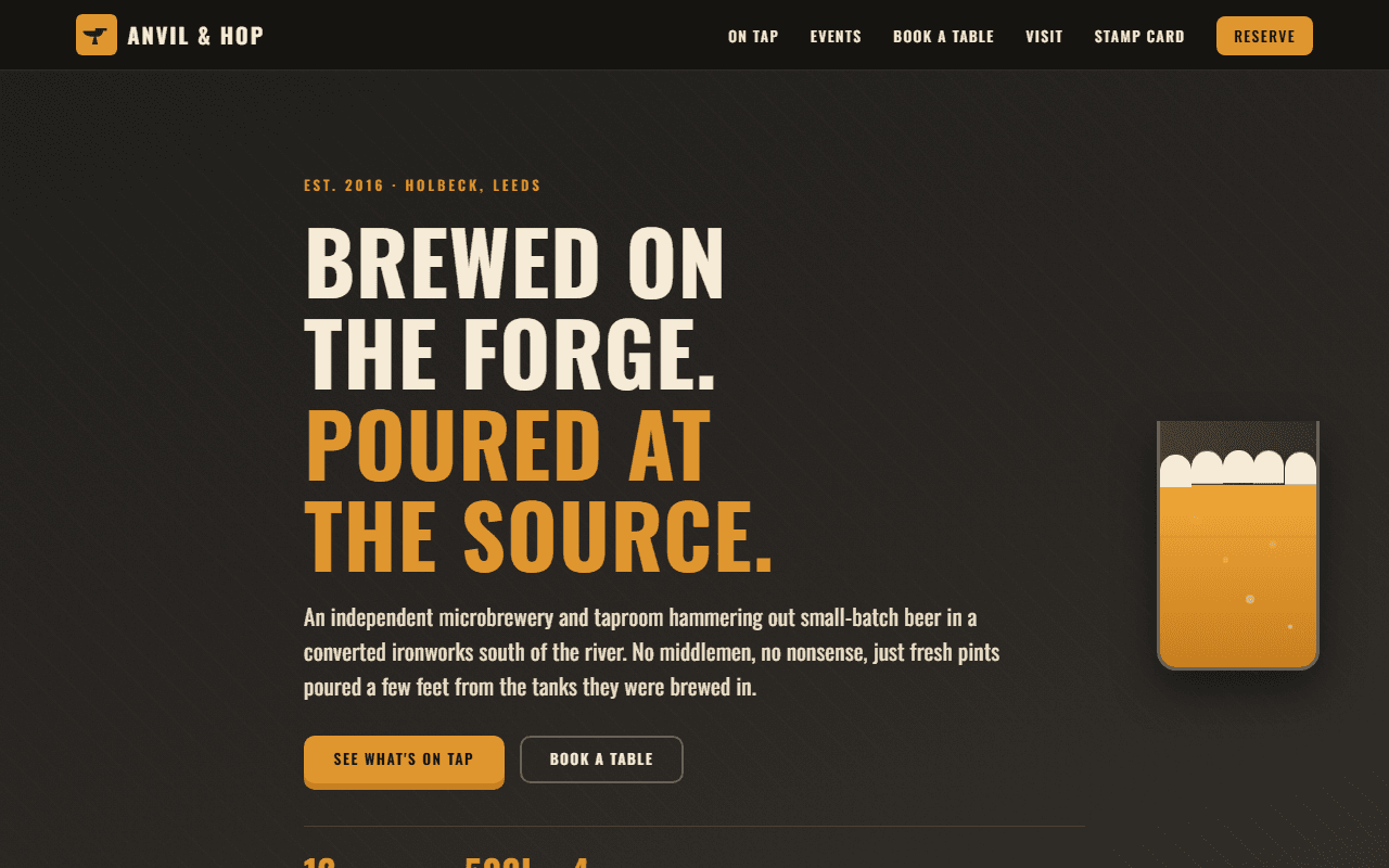 Anvil & Hop website screenshot