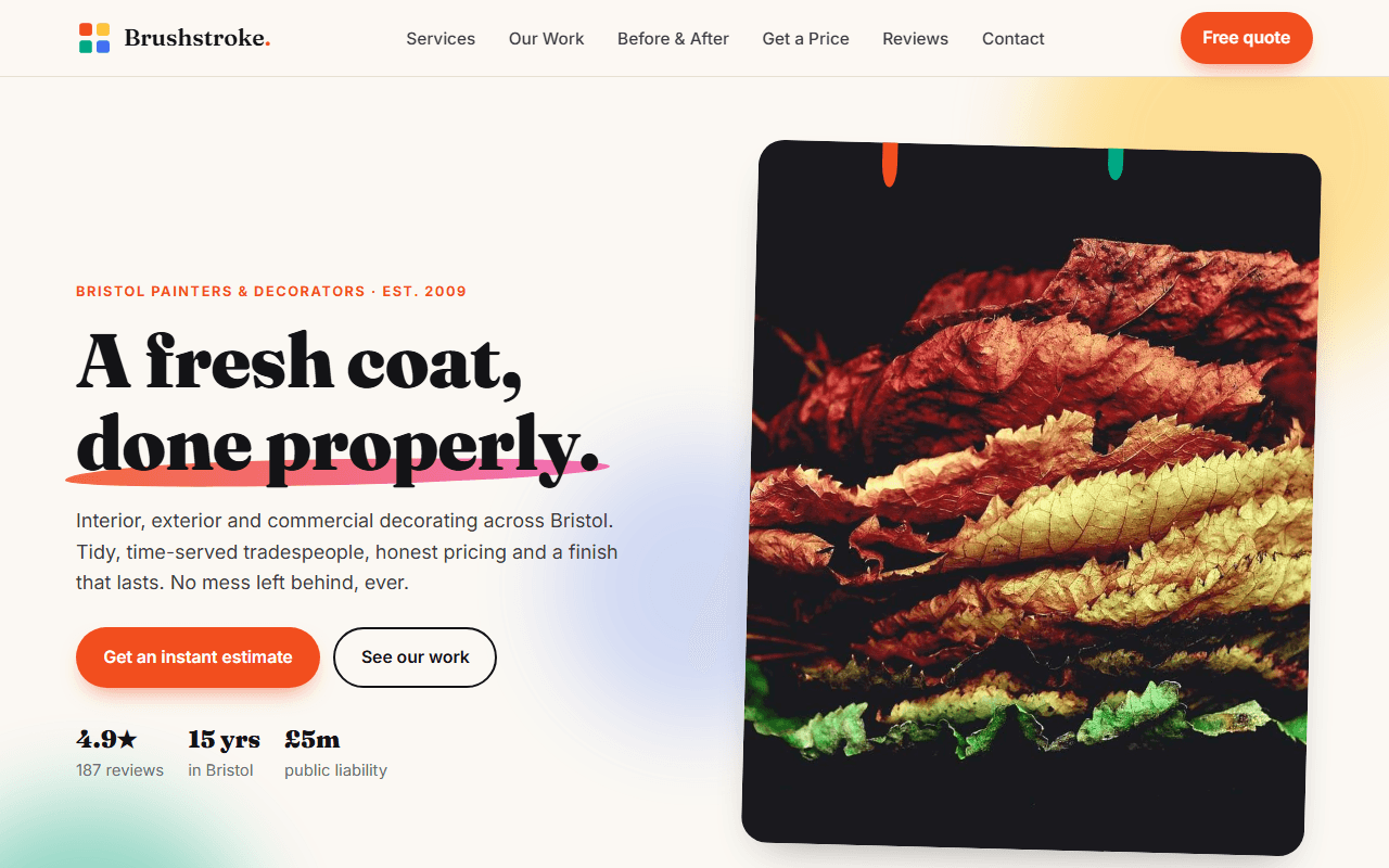 Brushstroke Decorators website screenshot