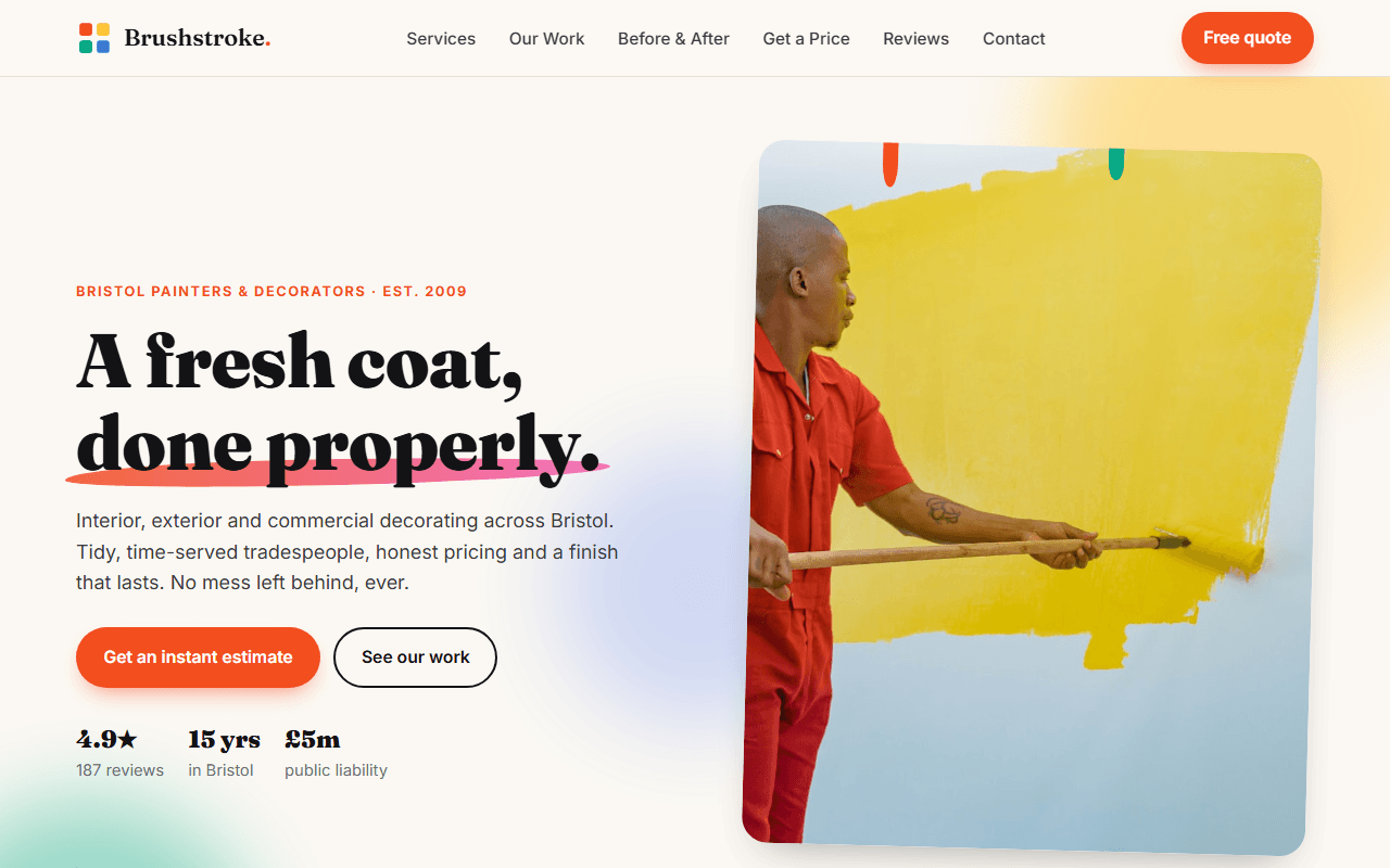 Brushstroke Decorators website screenshot