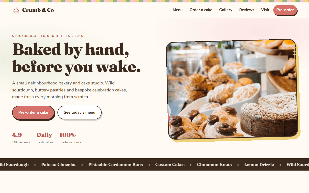 Crumb & Co website screenshot