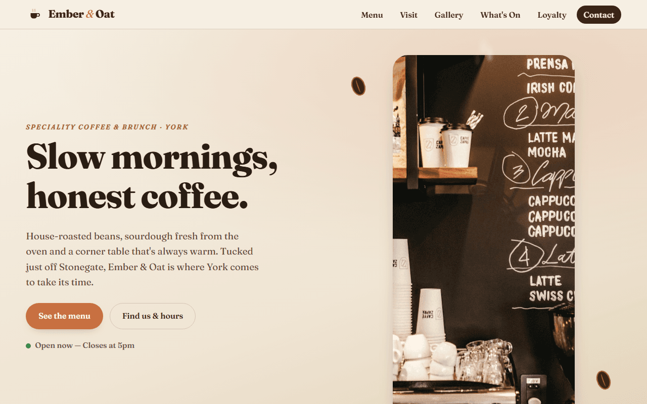 Ember & Oat website screenshot