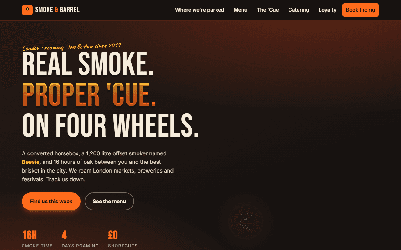 Smoke & Barrel website screenshot