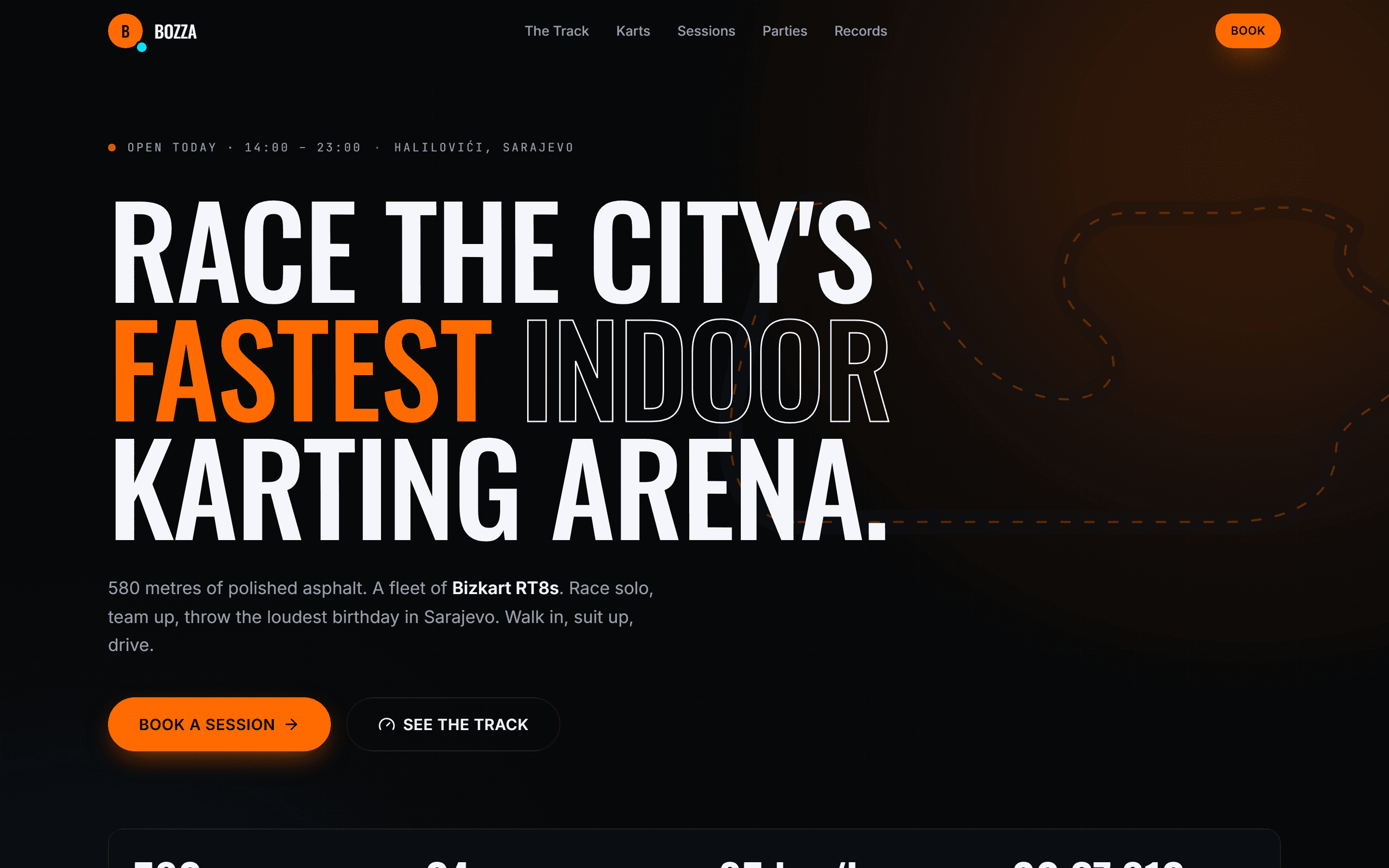 Bozza Karting website screenshot