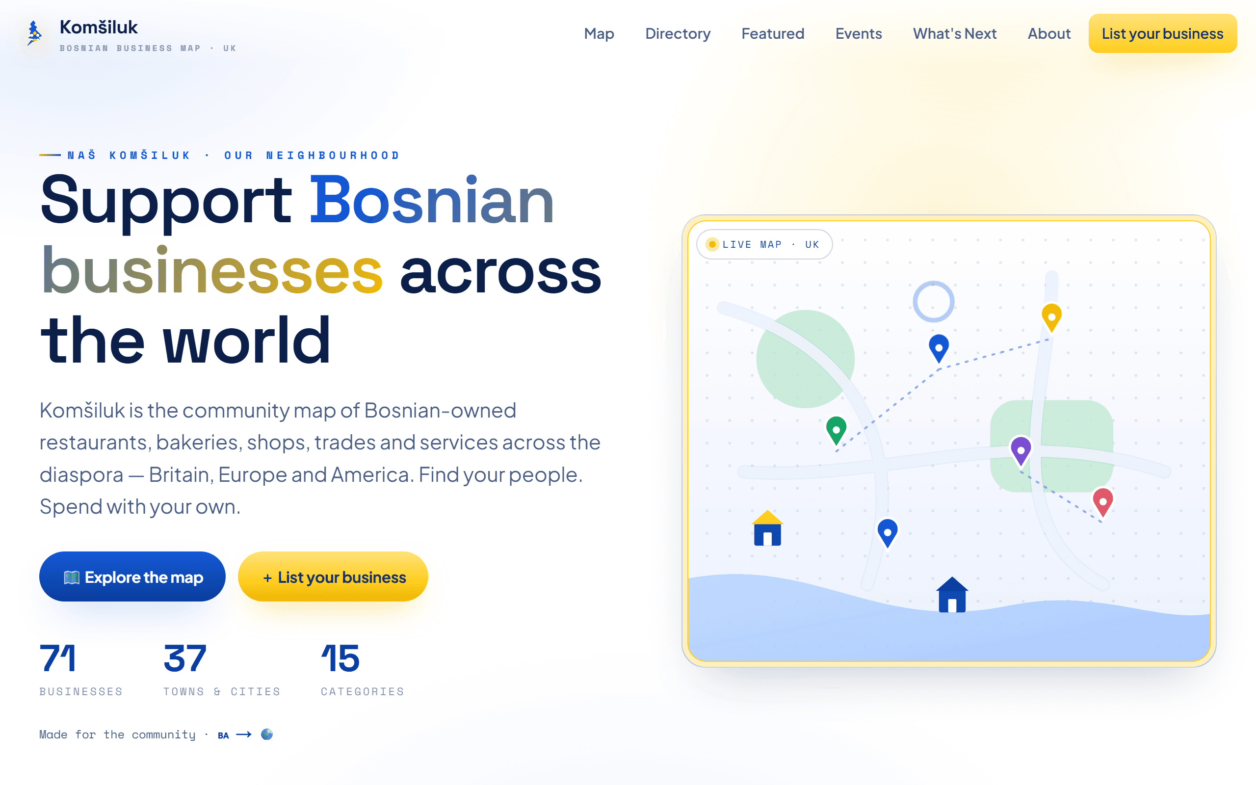 Komšiluk map & dashboard screenshot