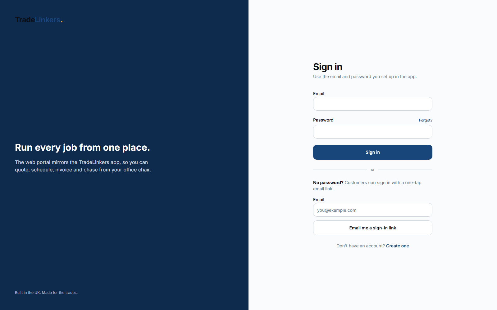 TradeLinkers — Web portal preview