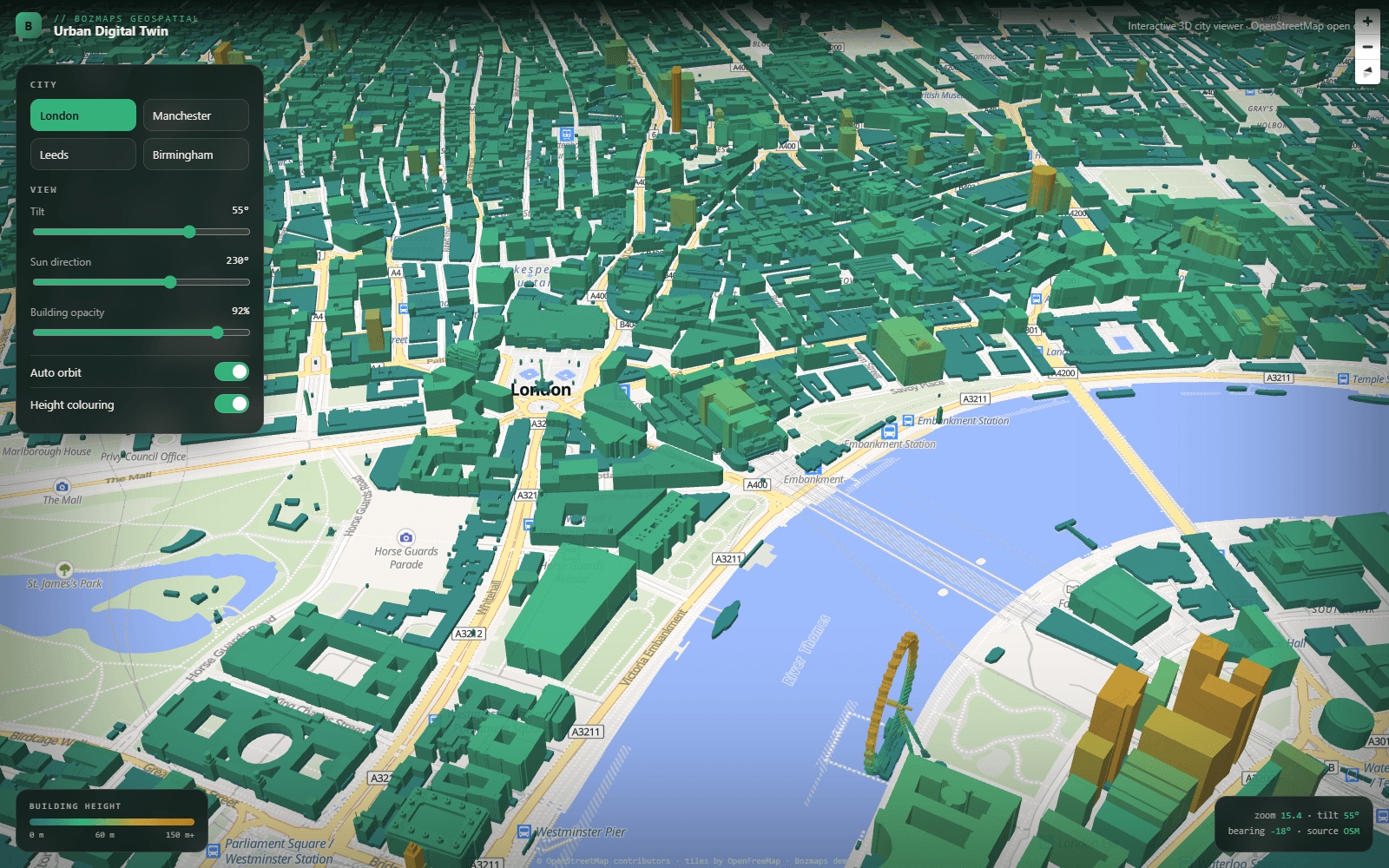 Urban Digital Twin map & dashboard screenshot